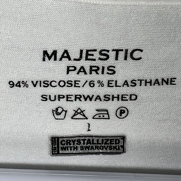 Majestic Paris Swarovski Crystals Women XS White Coquette T Shirt Clean Girl Top - Picture 12 of 15
